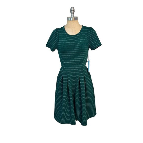 Draper James Short-Sleeve Knit Tee Dress Green Metallic NWT XS - Picture 1 of 5